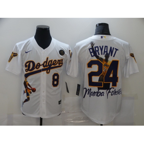 Men Los Angeles Dodgers Kobe Bryant 8 24 Mamba MLB Manba Black White Jersey Men Los Angeles Dodgers Kobe Bryant 8 24 Mamba MLB Manba Black White Jersey
