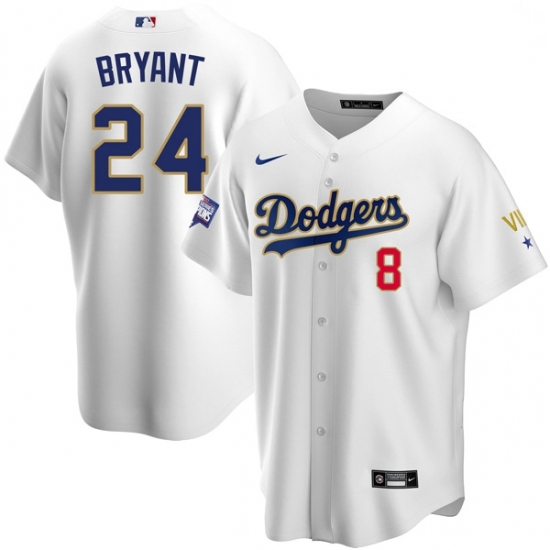 Men Los Angeles Dodgers Kobe Bryant Championship Gold Trim White Limited All Stitched Flex Base Jersey Men Los Angeles Dodgers Kobe Bryant Championship Gold Trim White Limited All Stitched Flex Base Jersey