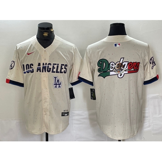Men Los Angeles Dodgers Team Big Logo Cream Stitched Baseball Jersey 001 Men Los Angeles Dodgers Team Big Logo Cream Stitched Baseball Jersey 001
