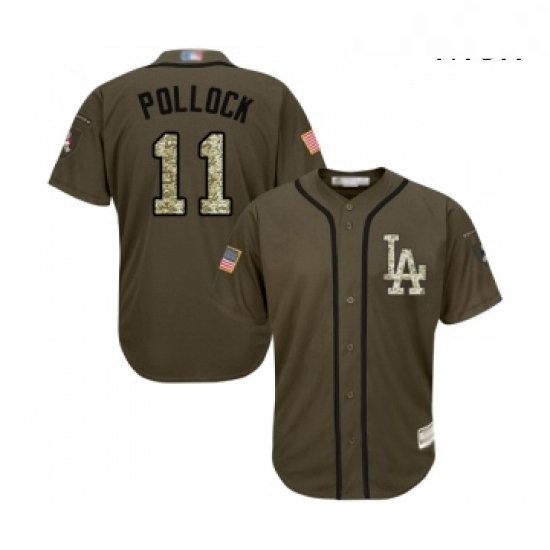 Mens Los Angeles Dodgers 11 A J Pollock Authentic Green Salute to Service Baseball Jersey Mens Los Angeles Dodgers 11 A J Pollock Authentic Green Salute to Service Baseball Jersey