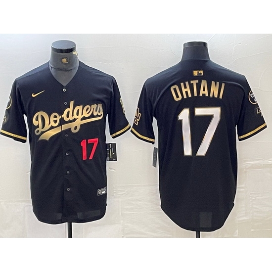 Mens Los Angeles Dodgers 17 Shohei Ohtani Number Black Gold Stitched Cool Base Nike Jersey Mens Los Angeles Dodgers 17 Shohei Ohtani Number Black Gold Stitched Cool Base Nike Jersey