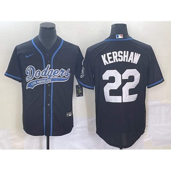 Men's Los Angeles Dodgers #22 Clayton Kershaw Black Cool Base Stitched Baseball Jersey1 Men's Los Angeles Dodgers #22 Clayton Kershaw Black Cool Base Stitched Baseball Jersey1