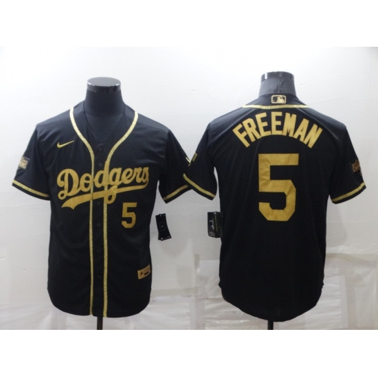 Men's Los Angeles Dodgers #5 Freddie Freeman Black Gold Stitched MLB Cool Base Nike Jersey Men's Los Angeles Dodgers #5 Freddie Freeman Black Gold Stitched MLB Cool Base Nike Jersey
