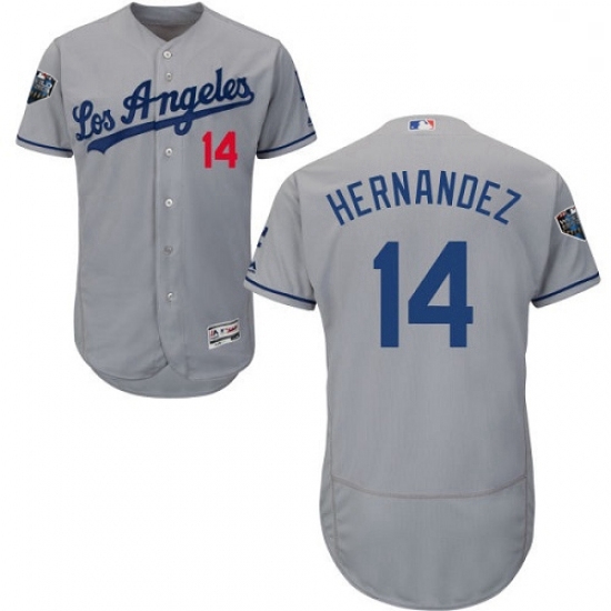 Mens Majestic Los Angeles Dodgers 14 Enrique Hernandez Grey Road Flex Base Authentic Collection 2018 World Series Jersey Mens Majestic Los Angeles Dodgers 14 Enrique Hernandez Grey Road Flex Base Authentic Collection 2018 World Series Jersey