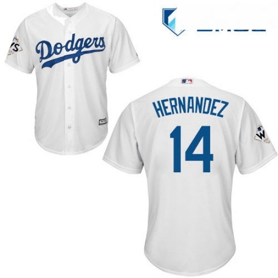 Mens Majestic Los Angeles Dodgers 14 Enrique Hernandez Replica White Home 2017 World Series Bound Cool Base MLB Jersey Mens Majestic Los Angeles Dodgers 14 Enrique Hernandez Replica White Home 2017 World Series Bound Cool Base MLB Jersey
