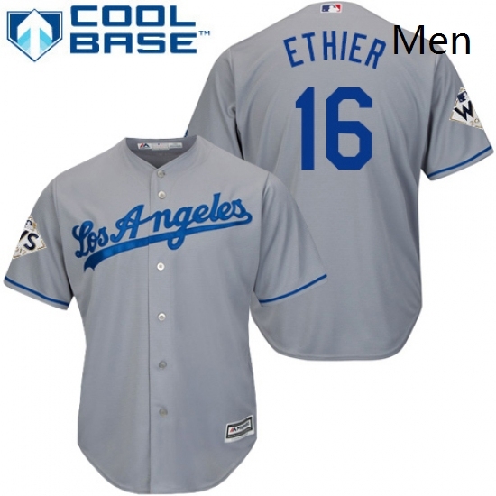 Mens Majestic Los Angeles Dodgers 16 Andre Ethier Replica Grey Road 2017 World Series Bound Cool Base MLB Jersey Mens Majestic Los Angeles Dodgers 16 Andre Ethier Replica Grey Road 2017 World Series Bound Cool Base MLB Jersey