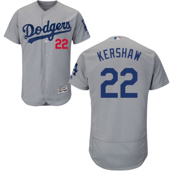 Mens Majestic Los Angeles Dodgers 22 Clayton Kershaw Gray Alternate Road Flexbase Authentic Collection MLB Jersey Mens Majestic Los Angeles Dodgers 22 Clayton Kershaw Gray Alternate Road Flexbase Authentic Collection MLB Jersey