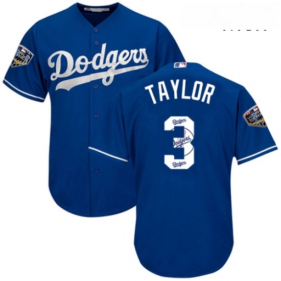 Mens Majestic Los Angeles Dodgers 3 Chris Taylor Authentic Royal Blue Team Logo Fashion Cool Base 2018 World Series MLB Jersey Mens Majestic Los Angeles Dodgers 3 Chris Taylor Authentic Royal Blue Team Logo Fashion Cool Base 2018 World Series MLB Jersey