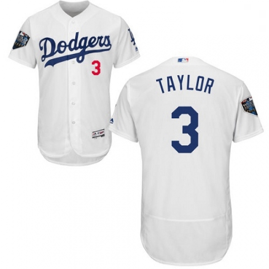 Mens Majestic Los Angeles Dodgers 3 Chris Taylor White Home Flex Base Authentic Collection 2018 World Series Jersey Mens Majestic Los Angeles Dodgers 3 Chris Taylor White Home Flex Base Authentic Collection 2018 World Series Jersey