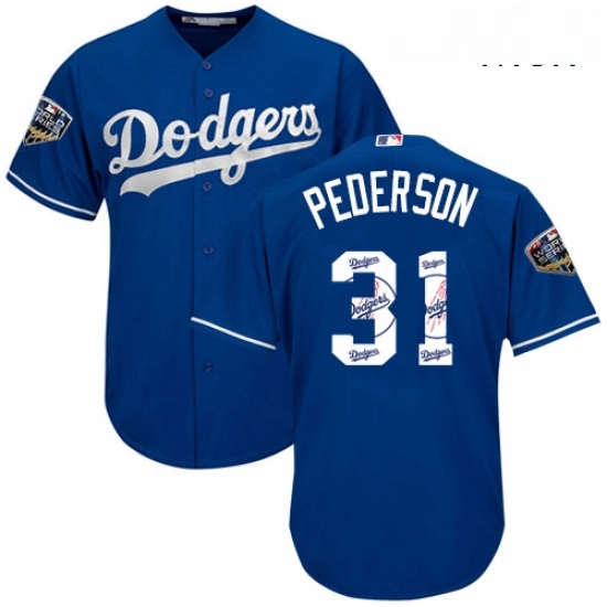Mens Majestic Los Angeles Dodgers 31 Joc Pederson Authentic Royal Blue Team Logo Fashion Cool Base 2018 World Series MLB Jersey Mens Majestic Los Angeles Dodgers 31 Joc Pederson Authentic Royal Blue Team Logo Fashion Cool Base 2018 World Series MLB Jersey