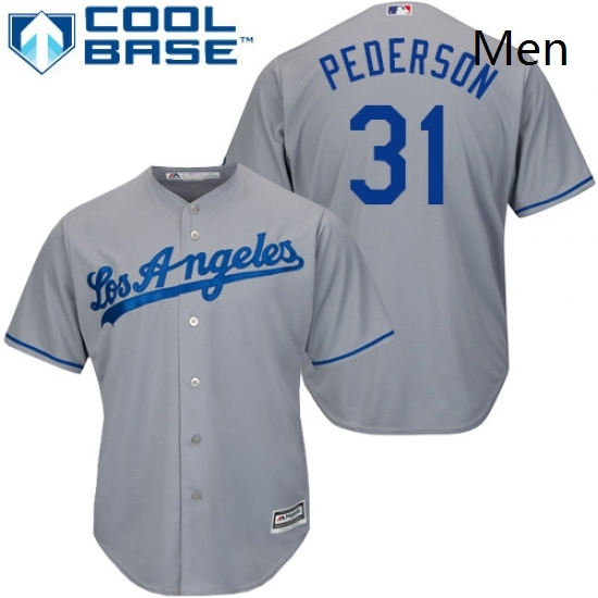 Mens Majestic Los Angeles Dodgers 31 Joc Pederson Replica Grey Road Cool Base MLB Jersey Mens Majestic Los Angeles Dodgers 31 Joc Pederson Replica Grey Road Cool Base MLB Jersey