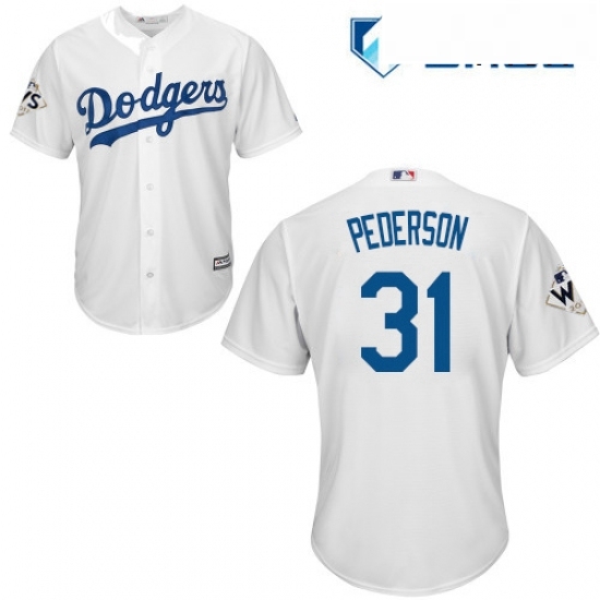 Mens Majestic Los Angeles Dodgers 31 Joc Pederson Replica White Home 2017 World Series Bound Cool Base MLB Jersey Mens Majestic Los Angeles Dodgers 31 Joc Pederson Replica White Home 2017 World Series Bound Cool Base MLB Jersey