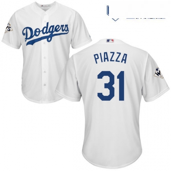 Mens Majestic Los Angeles Dodgers 31 Mike Piazza Replica White Home 2017 World Series Bound Cool Base MLB Jersey Mens Majestic Los Angeles Dodgers 31 Mike Piazza Replica White Home 2017 World Series Bound Cool Base MLB Jersey