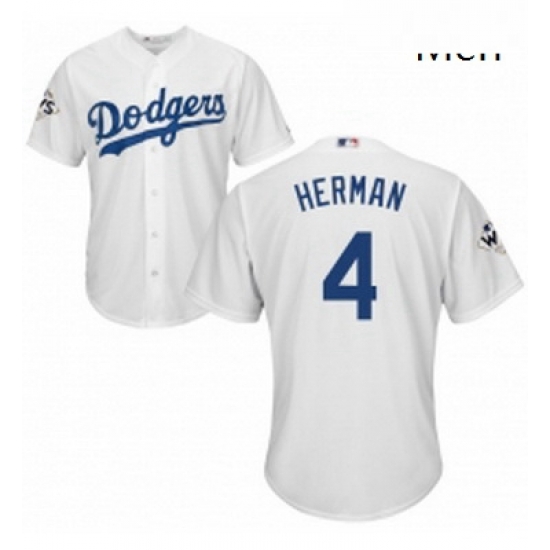 Mens Majestic Los Angeles Dodgers 4 Babe Herman Replica White Home 2017 World Series Bound Cool Base MLB Jersey Mens Majestic Los Angeles Dodgers 4 Babe Herman Replica White Home 2017 World Series Bound Cool Base MLB Jersey