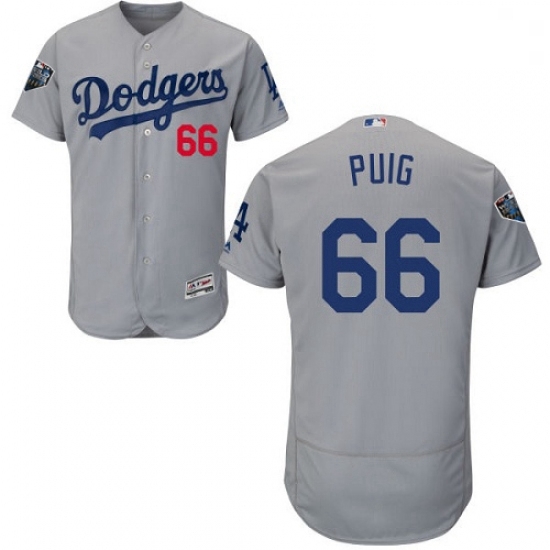 Mens Majestic Los Angeles Dodgers 66 Yasiel Puig Gray Alternate Flex Base Authentic Collection 2018 World Series Jersey Mens Majestic Los Angeles Dodgers 66 Yasiel Puig Gray Alternate Flex Base Authentic Collection 2018 World Series Jersey