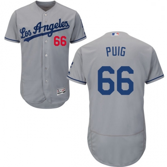 Mens Majestic Los Angeles Dodgers 66 Yasiel Puig Grey Flexbase Authentic Collection MLB Jersey Mens Majestic Los Angeles Dodgers 66 Yasiel Puig Grey Flexbase Authentic Collection MLB Jersey