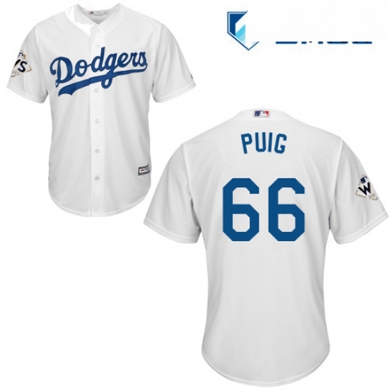 Mens Majestic Los Angeles Dodgers 66 Yasiel Puig Replica White Home 2017 World Series Bound Cool Base MLB Jersey Mens Majestic Los Angeles Dodgers 66 Yasiel Puig Replica White Home 2017 World Series Bound Cool Base MLB Jersey