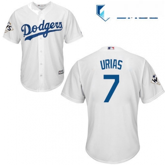 Mens Majestic Los Angeles Dodgers 7 Julio Urias Replica White Home 2017 World Series Bound Cool Base MLB Jersey Mens Majestic Los Angeles Dodgers 7 Julio Urias Replica White Home 2017 World Series Bound Cool Base MLB Jersey