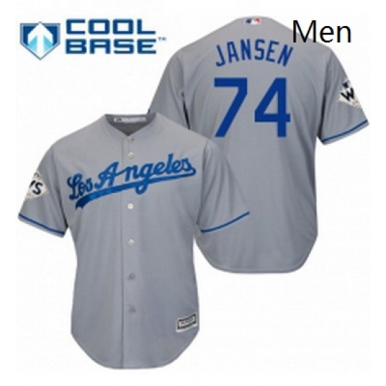 Mens Majestic Los Angeles Dodgers 74 Kenley Jansen Replica Grey Road 2017 World Series Bound Cool Base MLB Jersey Mens Majestic Los Angeles Dodgers 74 Kenley Jansen Replica Grey Road 2017 World Series Bound Cool Base MLB Jersey