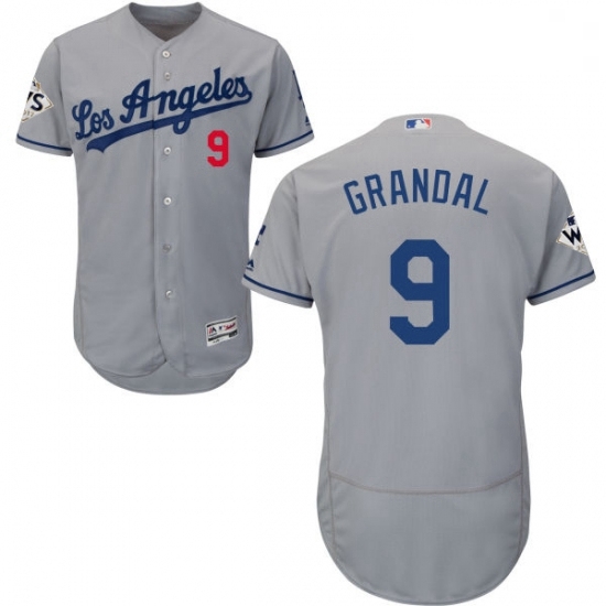 Mens Majestic Los Angeles Dodgers 9 Yasmani Grandal Authentic Grey Road 2017 World Series Bound Flex Base Jersey Mens Majestic Los Angeles Dodgers 9 Yasmani Grandal Authentic Grey Road 2017 World Series Bound Flex Base Jersey