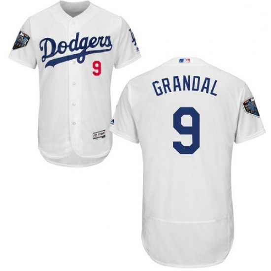 Mens Majestic Los Angeles Dodgers 9 Yasmani Grandal White Home Flex Base Authentic Collection 2018 World Series Jersey Mens Majestic Los Angeles Dodgers 9 Yasmani Grandal White Home Flex Base Authentic Collection 2018 World Series Jersey