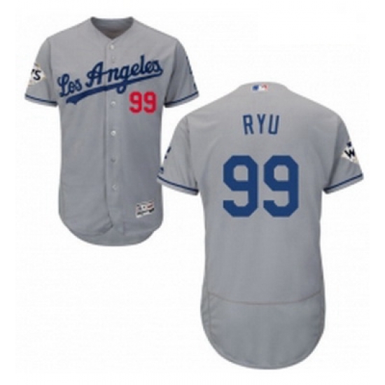 Mens Majestic Los Angeles Dodgers 99 Hyun Jin Ryu Authentic Grey Road 2017 World Series Bound Flex Base Jersey Mens Majestic Los Angeles Dodgers 99 Hyun Jin Ryu Authentic Grey Road 2017 World Series Bound Flex Base Jersey