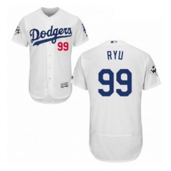 Mens Majestic Los Angeles Dodgers 99 Hyun Jin Ryu Authentic White Home 2017 World Series Bound Flex Base Jersey Mens Majestic Los Angeles Dodgers 99 Hyun Jin Ryu Authentic White Home 2017 World Series Bound Flex Base Jersey