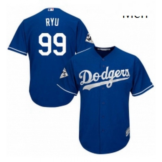 Mens Majestic Los Angeles Dodgers 99 Hyun Jin Ryu Replica Royal Blue Alternate 2017 World Series Bound Cool Base MLB Jersey Mens Majestic Los Angeles Dodgers 99 Hyun Jin Ryu Replica Royal Blue Alternate 2017 World Series Bound Cool Base MLB Jersey