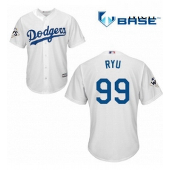 Mens Majestic Los Angeles Dodgers 99 Hyun Jin Ryu Replica White Home 2017 World Series Bound Cool Base MLB Jersey Mens Majestic Los Angeles Dodgers 99 Hyun Jin Ryu Replica White Home 2017 World Series Bound Cool Base MLB Jersey