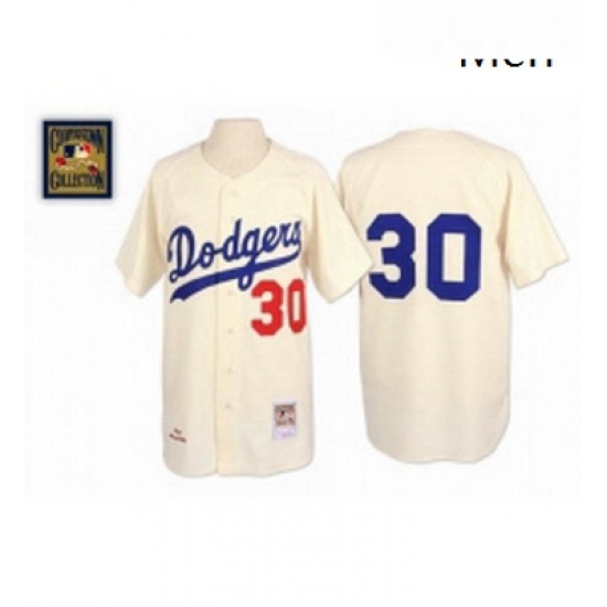 Mens Mitchell and Ness 1962 Los Angeles Dodgers 30 Maury Wills Replica Cream Throwback MLB Jersey Mens Mitchell and Ness 1962 Los Angeles Dodgers 30 Maury Wills Replica Cream Throwback MLB Jersey
