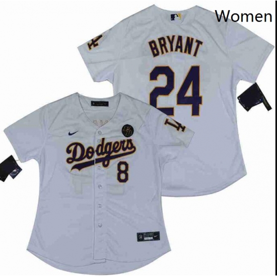 Women Dodgers Front 8 Back 24 Kobe Bryant White Cool Base Stitched MLB Jersey Women Dodgers Front 8 Back 24 Kobe Bryant White Cool Base Stitched MLB Jersey