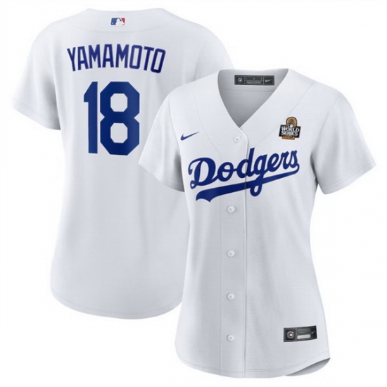 Women Los Angeles Dodgers 18 Yoshinobu Yamamoto White 2024 World Series Cool Base Stitched Baseball Jersey Women Los Angeles Dodgers 18 Yoshinobu Yamamoto White 2024 World Series Cool Base Stitched Baseball Jersey