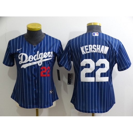 Women Los Angeles Dodgers 22 Clayton Kershaw Blue Stitched Baseball Jersey Women Los Angeles Dodgers 22 Clayton Kershaw Blue Stitched Baseball Jersey