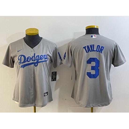 Women Los Angeles Dodgers 3 Chris Taylor Grey Stitched Jersey Women Los Angeles Dodgers 3 Chris Taylor Grey Stitched Jersey