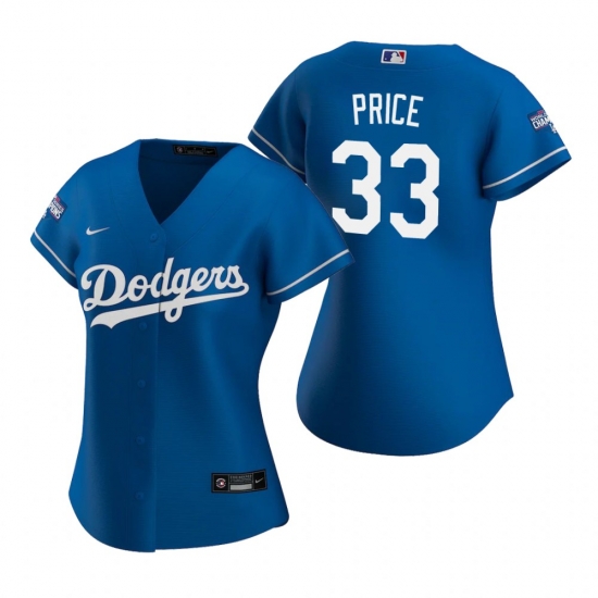 Women Los Angeles Dodgers 33 David Price Royal 2020 World Series Champions Replica Jersey Women Los Angeles Dodgers 33 David Price Royal 2020 World Series Champions Replica Jersey
