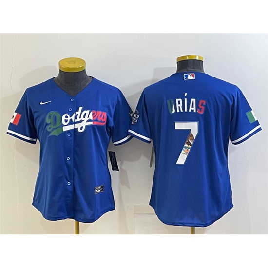 Women Los Angeles Dodgers 7 Julio Urias Royal Mexico Cool Base Stitched Jersey S Women Los Angeles Dodgers 7 Julio Urias Royal Mexico Cool Base Stitched Jersey S