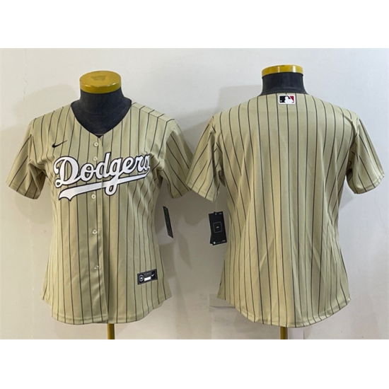 Women Los Angeles Dodgers Blank Cream Stitched Jersey Women Los Angeles Dodgers Blank Cream Stitched Jersey