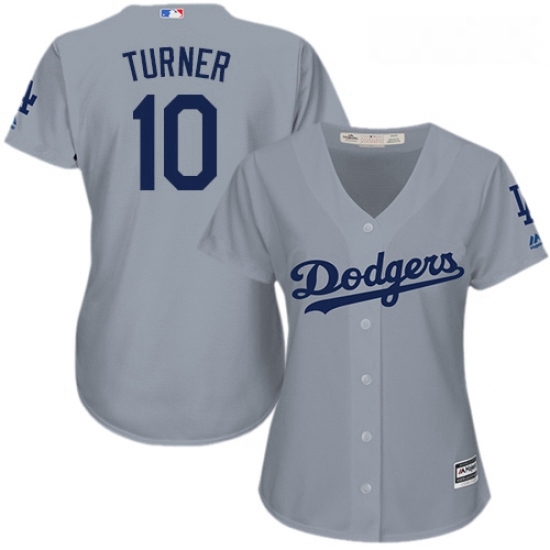 Womens Majestic Los Angeles Dodgers 10 Justin Turner Authentic Grey Road Cool Base MLB Jersey Womens Majestic Los Angeles Dodgers 10 Justin Turner Authentic Grey Road Cool Base MLB Jersey
