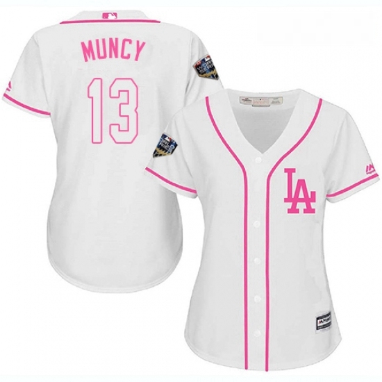Womens Majestic Los Angeles Dodgers 13 Max Muncy Authentic White Fashion Cool Base 2018 World Series MLB Jersey Womens Majestic Los Angeles Dodgers 13 Max Muncy Authentic White Fashion Cool Base 2018 World Series MLB Jersey