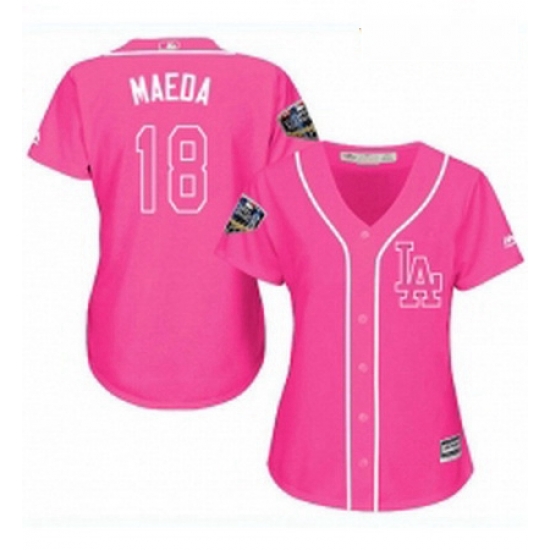 Womens Majestic Los Angeles Dodgers 18 Kenta Maeda Authentic Pink Fashion Cool Base 2018 World Series MLB Jersey Womens Majestic Los Angeles Dodgers 18 Kenta Maeda Authentic Pink Fashion Cool Base 2018 World Series MLB Jersey
