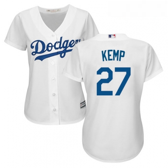 Womens Majestic Los Angeles Dodgers 27 Matt Kemp Authentic White Home Cool Base MLB Jersey Womens Majestic Los Angeles Dodgers 27 Matt Kemp Authentic White Home Cool Base MLB Jersey