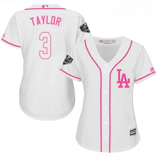 Womens Majestic Los Angeles Dodgers 3 Chris Taylor Authentic White Fashion Cool Base 2018 World Series MLB Jersey Womens Majestic Los Angeles Dodgers 3 Chris Taylor Authentic White Fashion Cool Base 2018 World Series MLB Jersey
