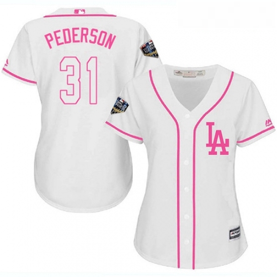 Womens Majestic Los Angeles Dodgers 31 Joc Pederson Authentic White Fashion Cool Base 2018 World Series MLB Jersey Womens Majestic Los Angeles Dodgers 31 Joc Pederson Authentic White Fashion Cool Base 2018 World Series MLB Jersey
