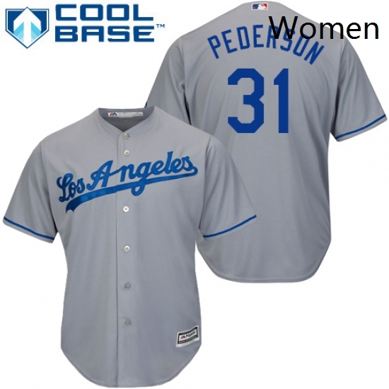 Womens Majestic Los Angeles Dodgers 31 Joc Pederson Replica Grey Road Cool Base MLB Jersey Womens Majestic Los Angeles Dodgers 31 Joc Pederson Replica Grey Road Cool Base MLB Jersey