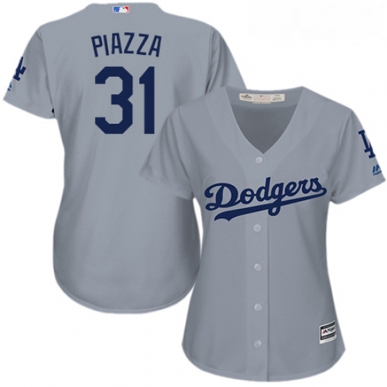Womens Majestic Los Angeles Dodgers 31 Mike Piazza Authentic Grey Road Cool Base MLB Jersey Womens Majestic Los Angeles Dodgers 31 Mike Piazza Authentic Grey Road Cool Base MLB Jersey