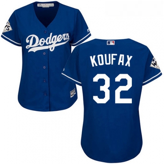 Womens Majestic Los Angeles Dodgers 32 Sandy Koufax Authentic Royal Blue Alternate 2017 World Series Bound Cool Base MLB Jersey Womens Majestic Los Angeles Dodgers 32 Sandy Koufax Authentic Royal Blue Alternate 2017 World Series Bound Cool Base MLB Jersey