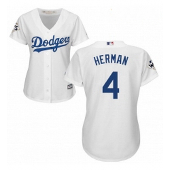 Womens Majestic Los Angeles Dodgers 4 Babe Herman Authentic White Home 2017 World Series Bound Cool Base MLB Jersey Womens Majestic Los Angeles Dodgers 4 Babe Herman Authentic White Home 2017 World Series Bound Cool Base MLB Jersey