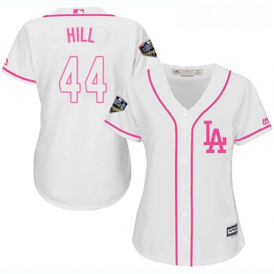 Womens Majestic Los Angeles Dodgers 44 Rich Hill Authentic White Fashion Cool Base 2018 World Series MLB Jersey Womens Majestic Los Angeles Dodgers 44 Rich Hill Authentic White Fashion Cool Base 2018 World Series MLB Jersey