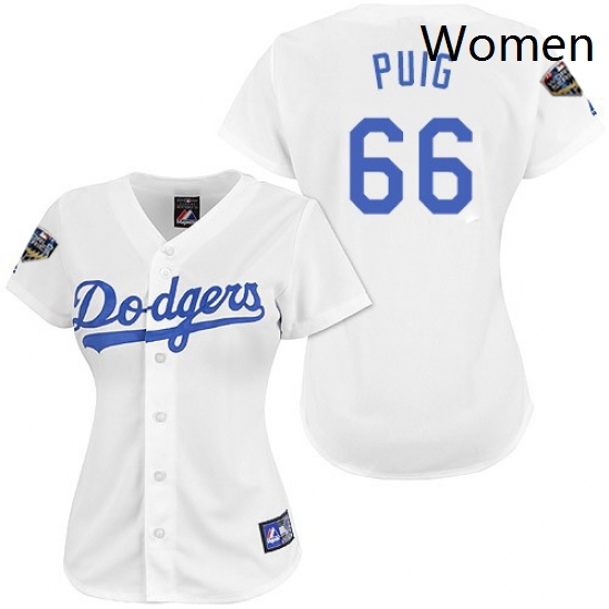 Womens Majestic Los Angeles Dodgers 66 Yasiel Puig Authentic White 2018 World Series MLB Jersey Womens Majestic Los Angeles Dodgers 66 Yasiel Puig Authentic White 2018 World Series MLB Jersey