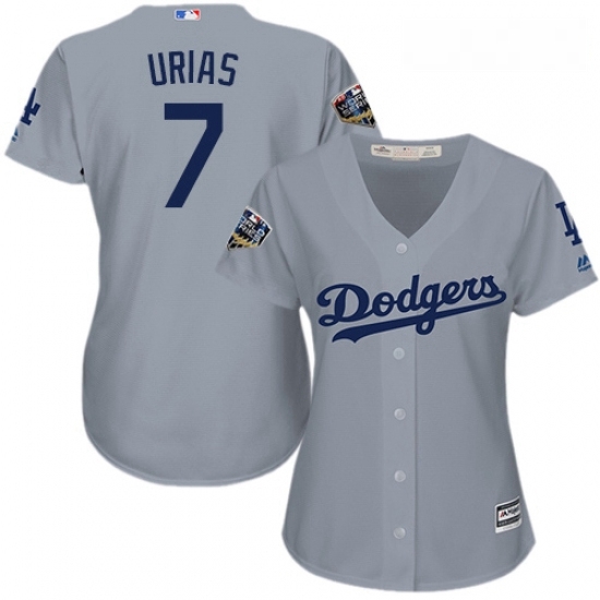 Womens Majestic Los Angeles Dodgers 7 Julio Urias Authentic Grey Road Cool Base 2018 World Series MLB Jersey Womens Majestic Los Angeles Dodgers 7 Julio Urias Authentic Grey Road Cool Base 2018 World Series MLB Jersey